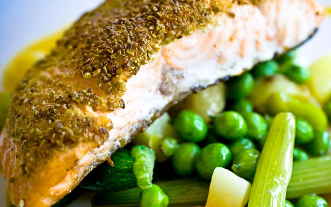 Zalm met een spinazie notenkorst