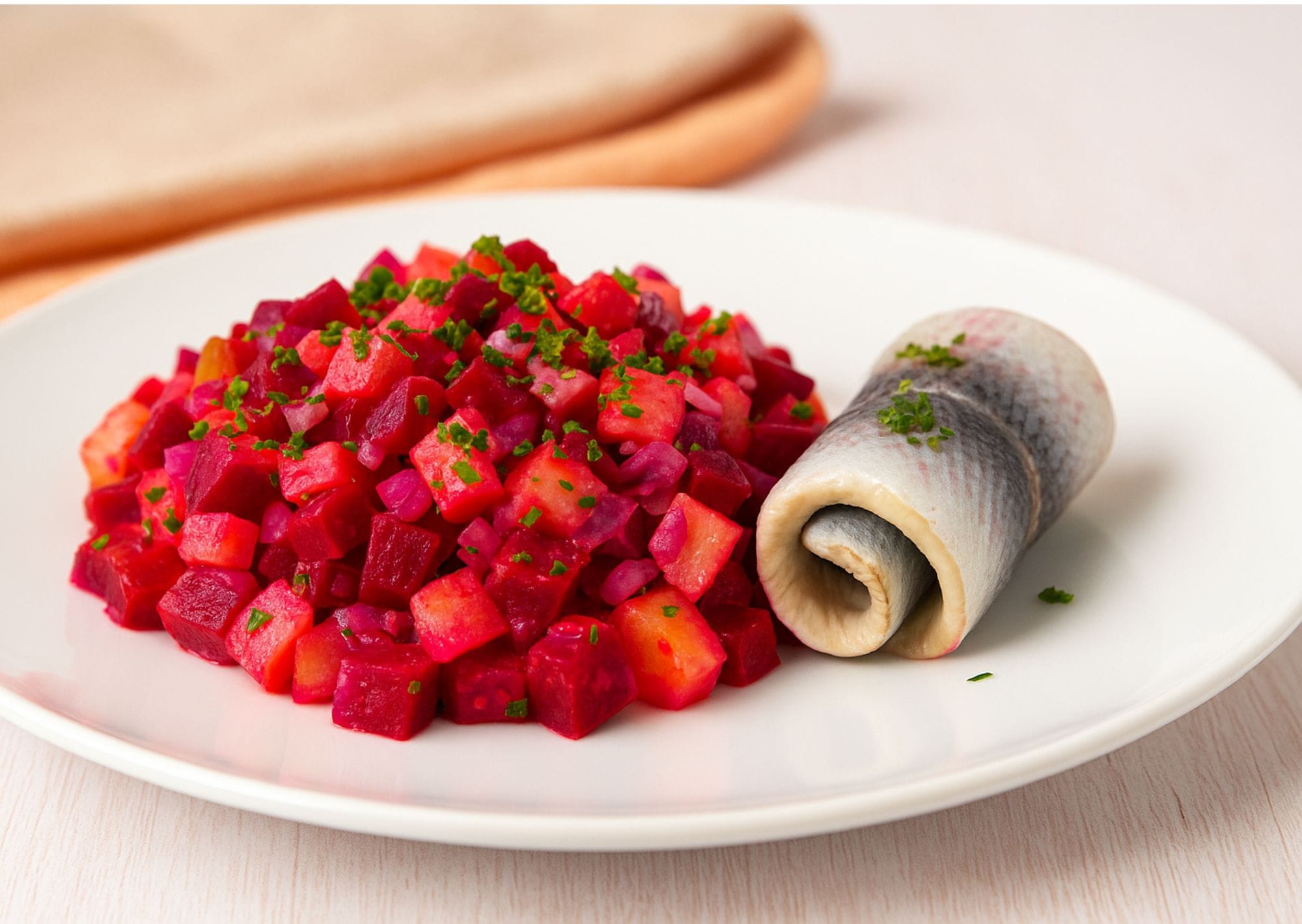 Bietensalade met rolmops