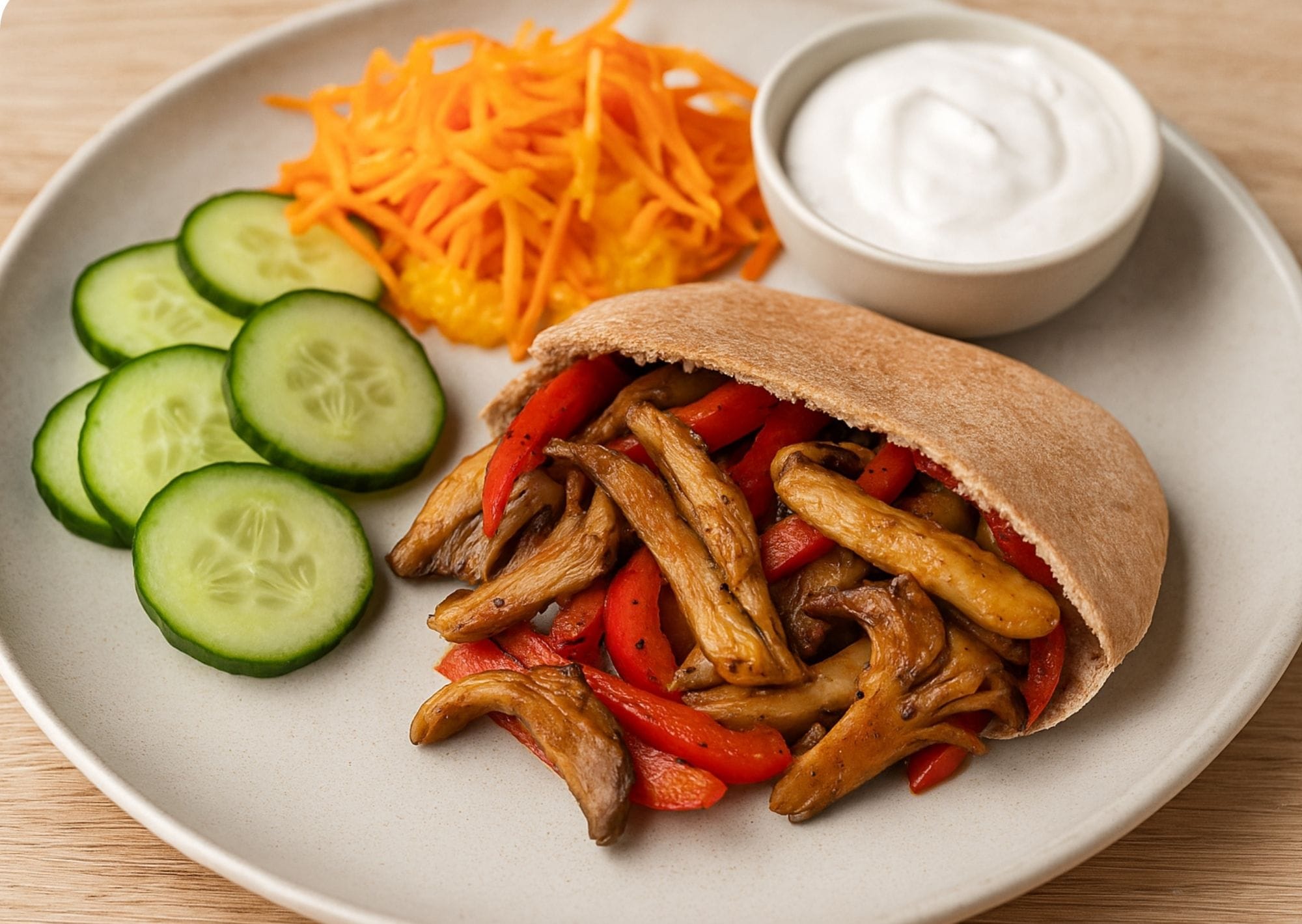 Gebakken shoarma met oesterzwammen