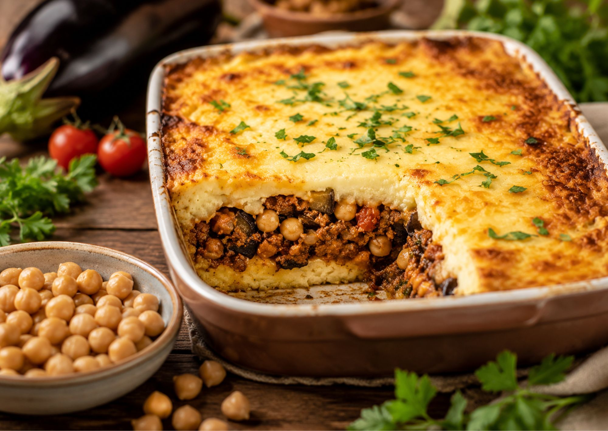 Moussaka met kikkererwten
